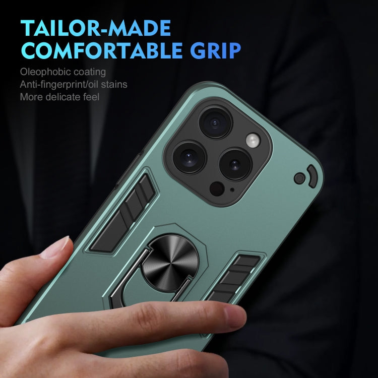 For iPhone 15 Pro Shockproof Metal Ring Holder Phone Case(Green) - HoMEdemic™ 