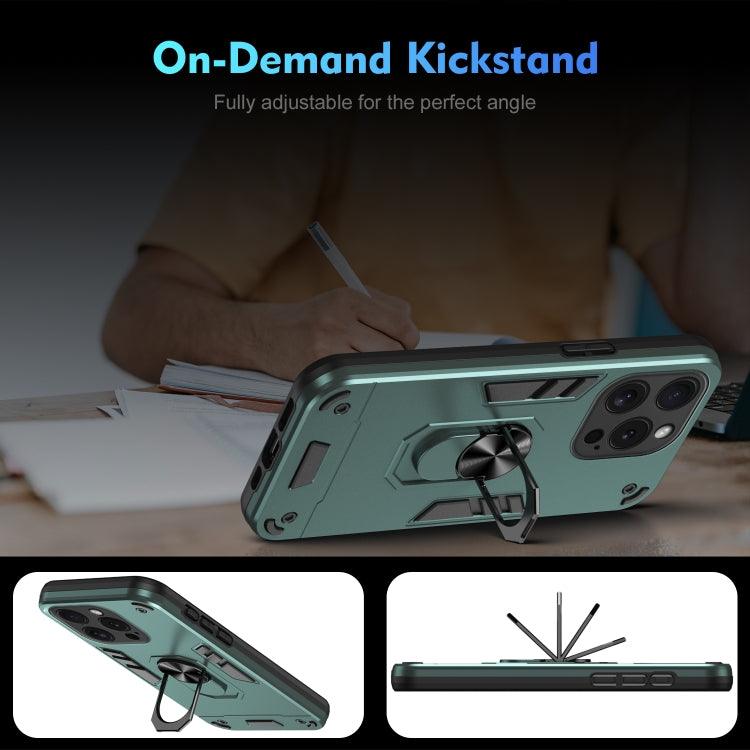 For iPhone 15 Pro Shockproof Metal Ring Holder Phone Case(Green) - HoMEdemic™ 