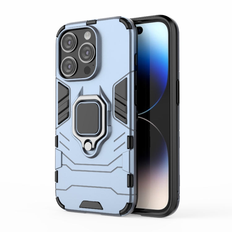 For iPhone 15 Pro Shockproof PC + TPU Holder Phone Case(Navy Blue) - HoMEdemic™ 