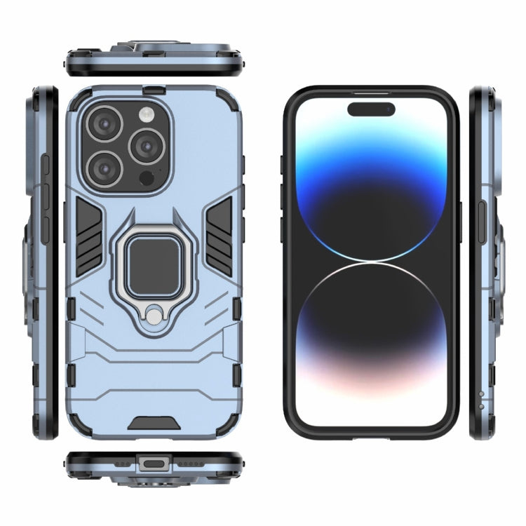 For iPhone 15 Pro Shockproof PC + TPU Holder Phone Case(Navy Blue) - HoMEdemic™ 
