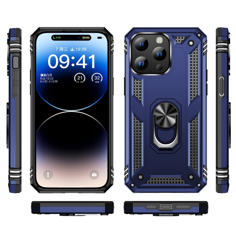 For iPhone 15 Pro Shockproof TPU + PC Phone Case with Holder(Blue) - HoMEdemic™ 