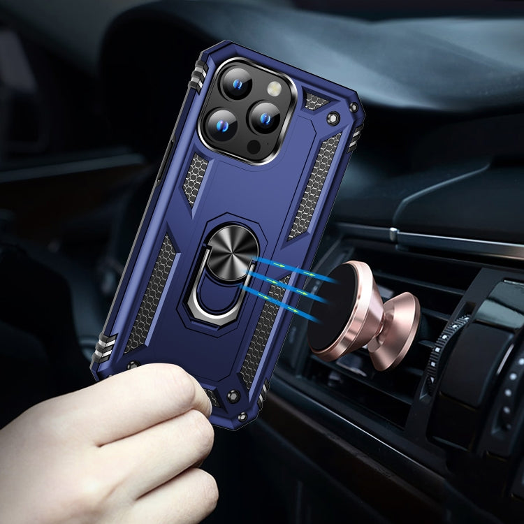 For iPhone 15 Pro Shockproof TPU + PC Phone Case with Holder(Blue) - HoMEdemic™ 