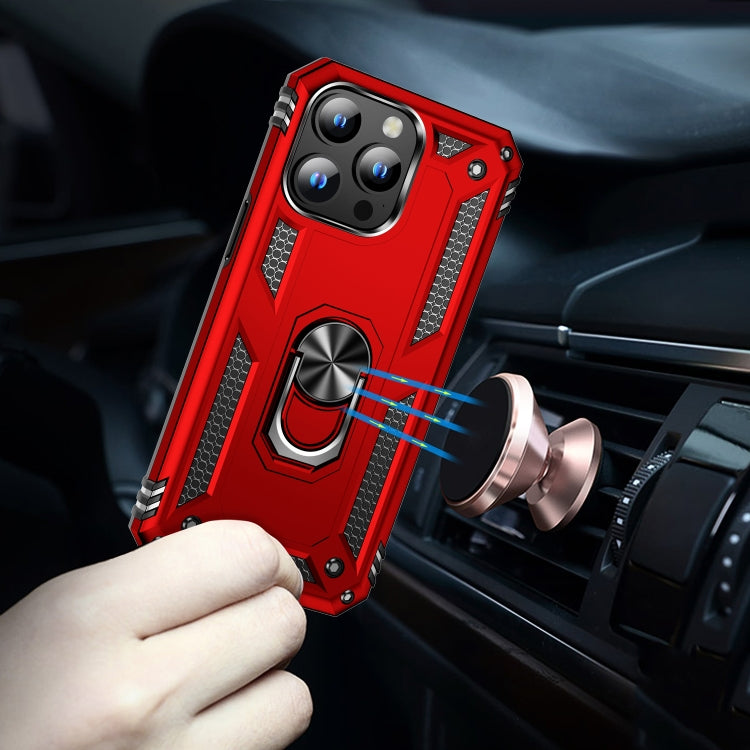 For iPhone 15 Pro Shockproof TPU + PC Phone Case with Holder(Red) - HoMEdemic™ 