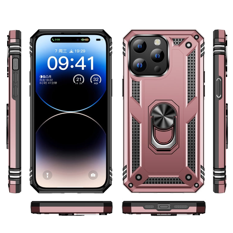 For iPhone 15 Pro Shockproof TPU + PC Phone Case with Holder(Rose Gold) - HoMEdemic™ 