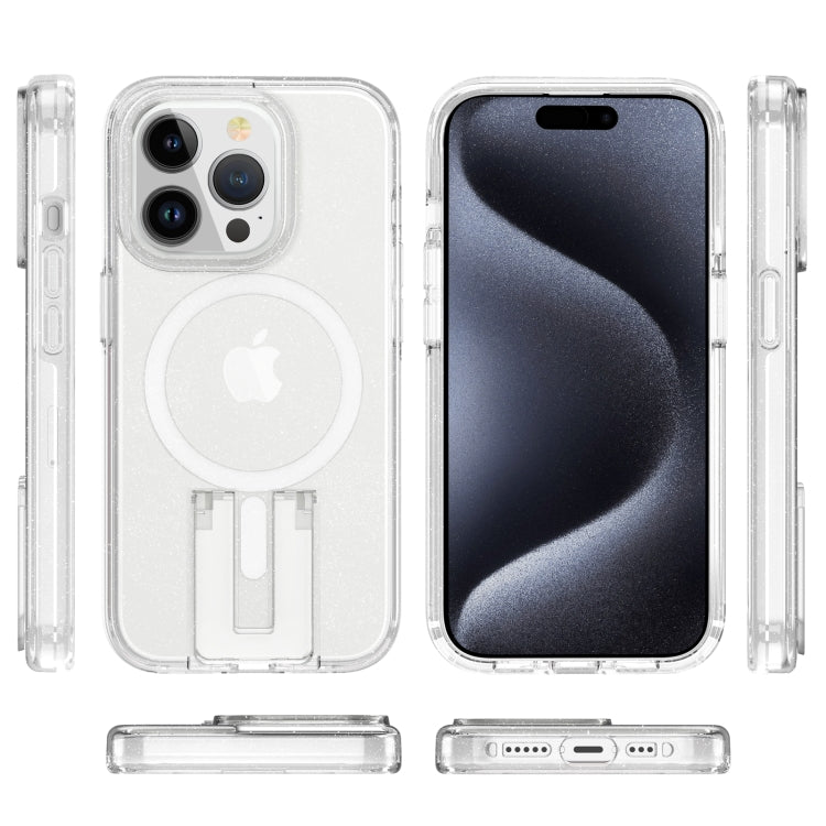 For iPhone 15 Pro Shockproof Terminator MagSafe Phone Case with Holder(Glitter White) - HoMEdemic™ 