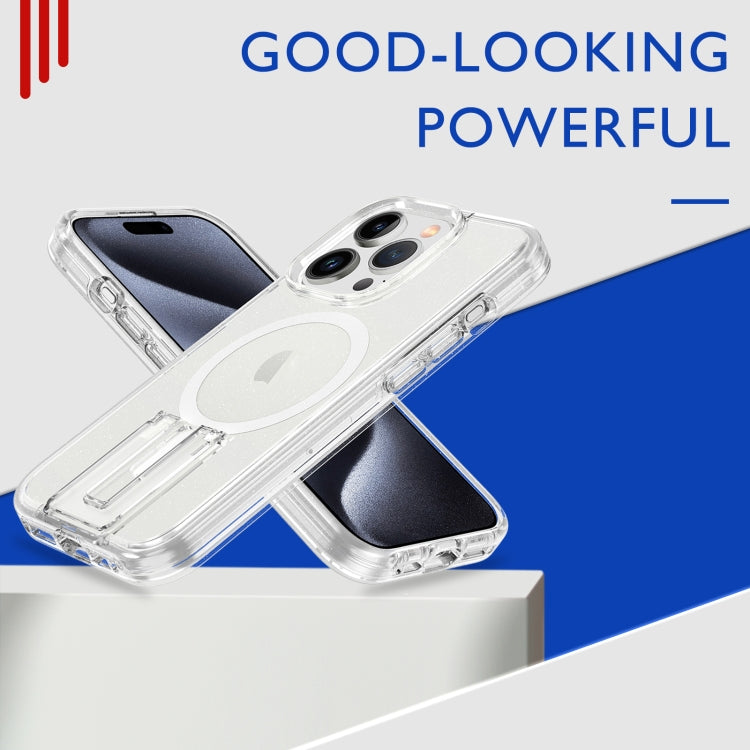 For iPhone 15 Pro Shockproof Terminator MagSafe Phone Case with Holder(Glitter White) - HoMEdemic™ 
