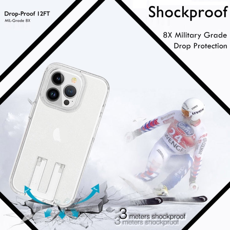 For iPhone 15 Pro Shockproof Terminator Phone Case with Holder(Glitter White) - HoMEdemic™ 