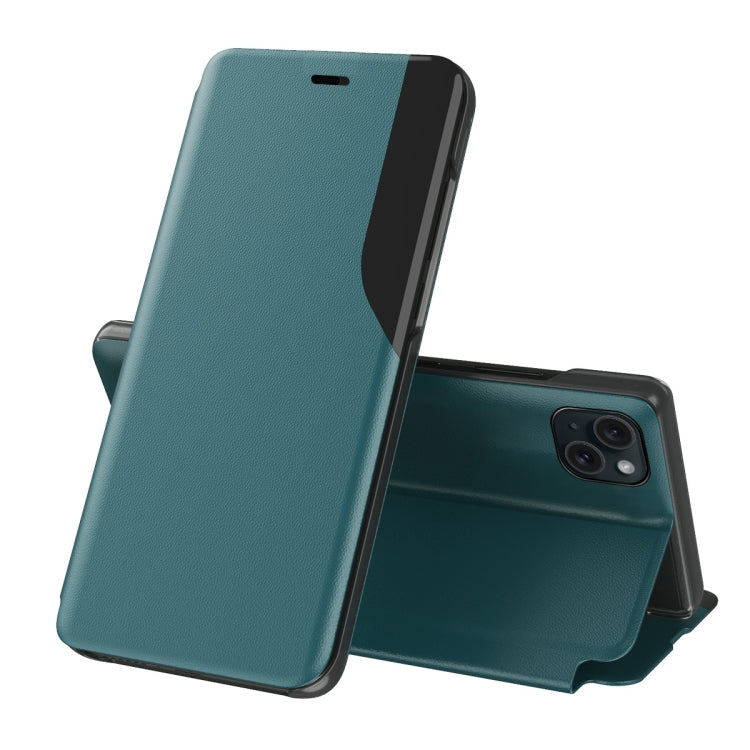 For iPhone 15 Pro Side Display Flip Leather Phone Case(Green) - HoMEdemic™ 