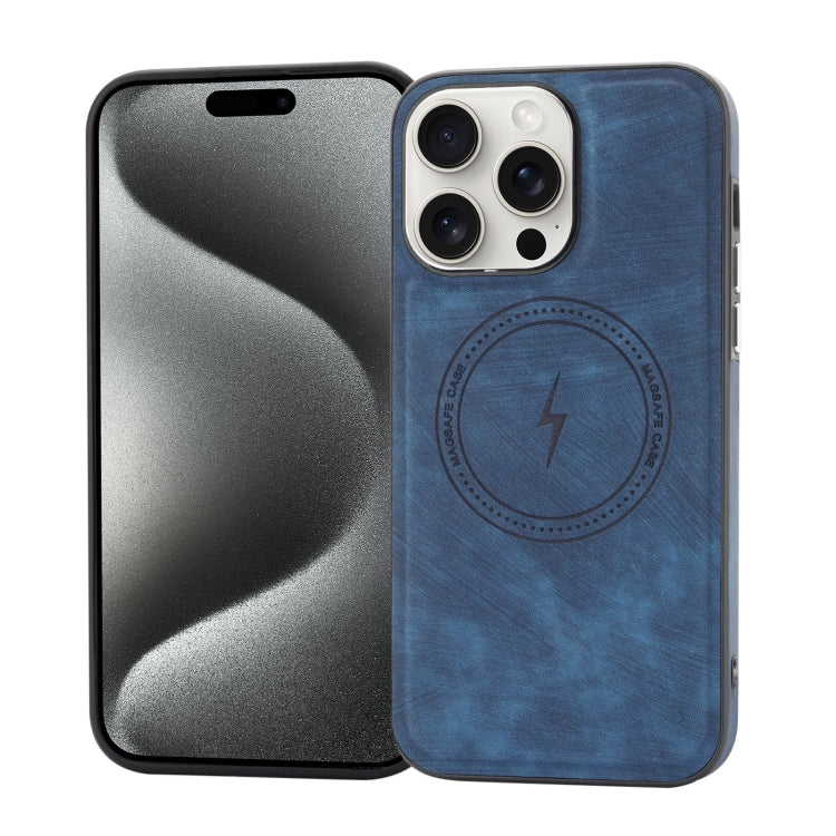 For iPhone 15 Pro Side PU Hybrid TPU Magsafe Phone Case(Blue) - HoMEdemic™ 