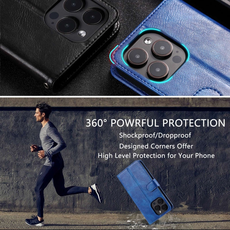 For iPhone 15 Pro Simple 6-Card Wallet Leather Phone Case(Blue) - HoMEdemic™ 