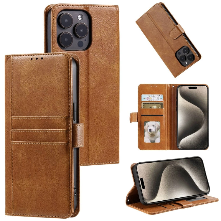 For iPhone 15 Pro Simple 6-Card Wallet Leather Phone Case(Brown) - HoMEdemic™ 