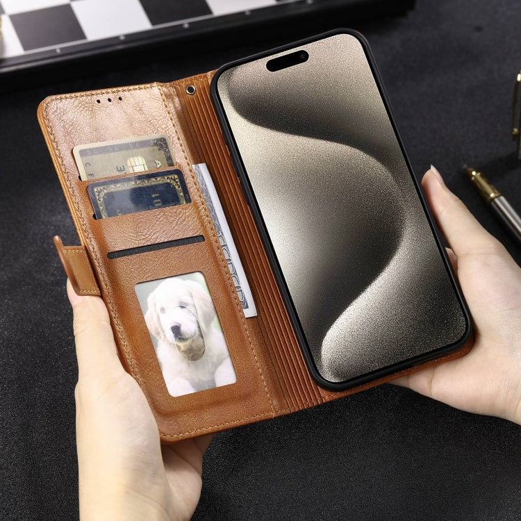 For iPhone 15 Pro Simple 6-Card Wallet Leather Phone Case(Brown) - HoMEdemic™ 