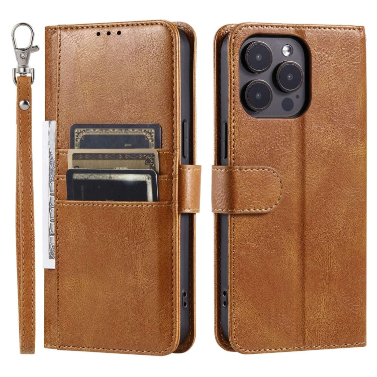 For iPhone 15 Pro Simple 6-Card Wallet Leather Phone Case(Brown) - HoMEdemic™ 