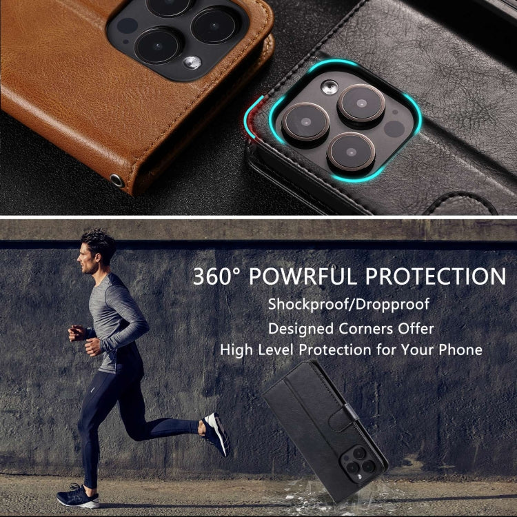 For iPhone 15 Pro Simple 6-Card Wallet Leather Phone Case(Brown) - HoMEdemic™ 