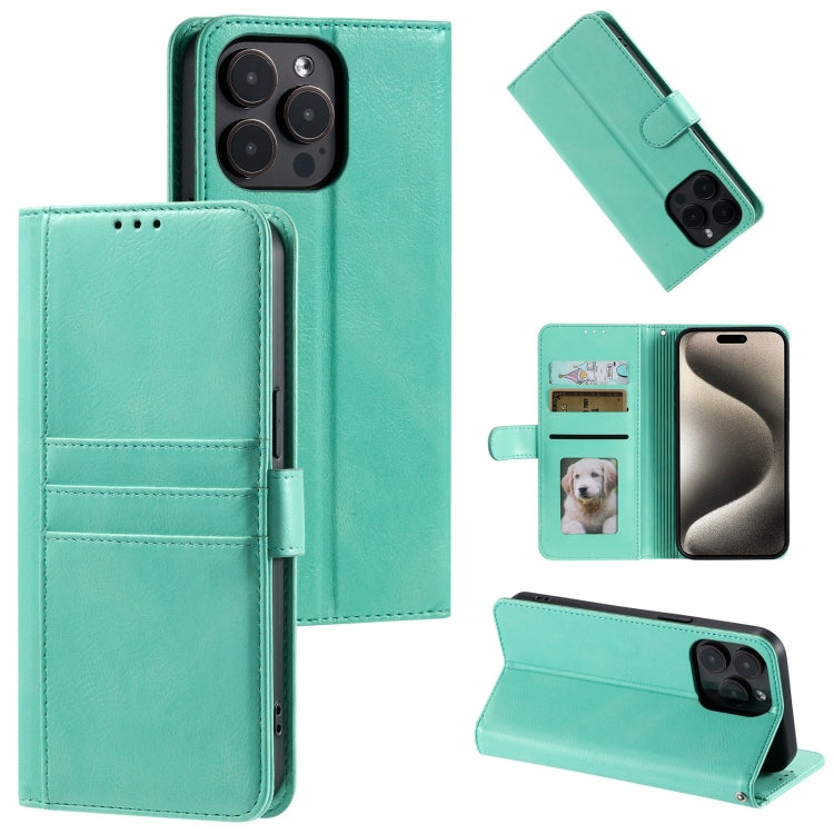For iPhone 15 Pro Simple 6-Card Wallet Leather Phone Case(Green) - HoMEdemic™ 