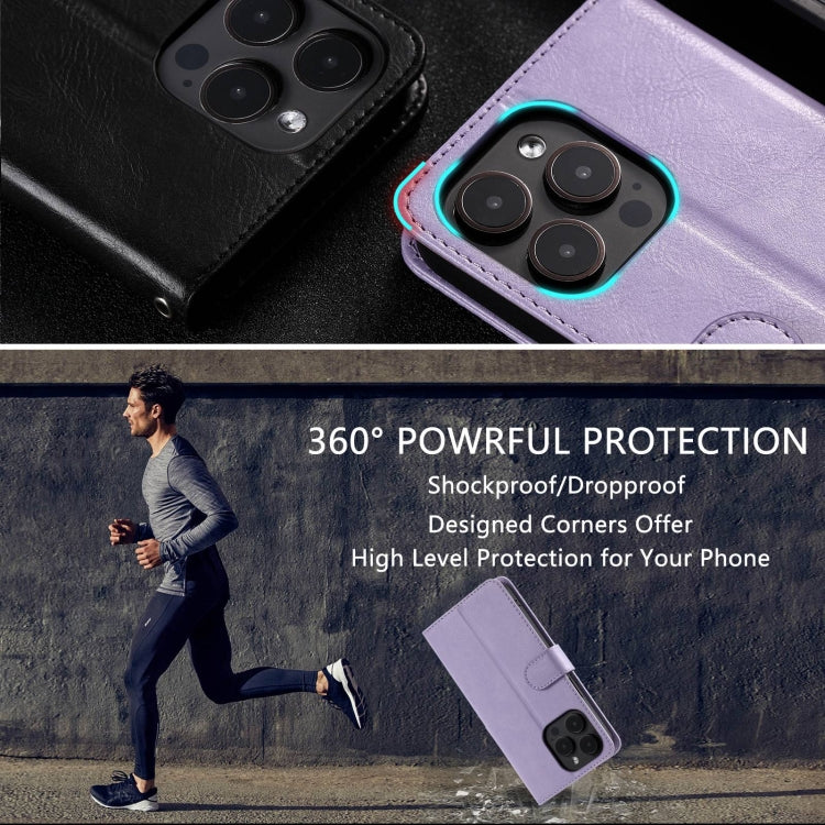 For iPhone 15 Pro Simple 6-Card Wallet Leather Phone Case(Purple) - HoMEdemic™ 