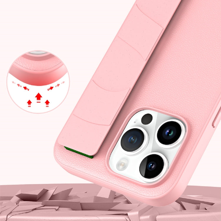 For iPhone 15 Pro Skin Elastic Wrist Grip Back Cover Phone Case(Pink) - HoMEdemic™ 