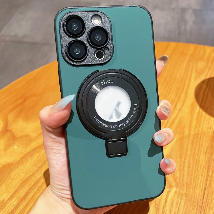For iPhone 15 Pro Skin Feel Armor Magnetic Holder Phone Case(Green) - HoMEdemic™ 