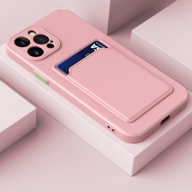 For iPhone 15 Pro Skin Feel Card Contrast Color Button TPU Phone Case(Pink) - HoMEdemic™ 