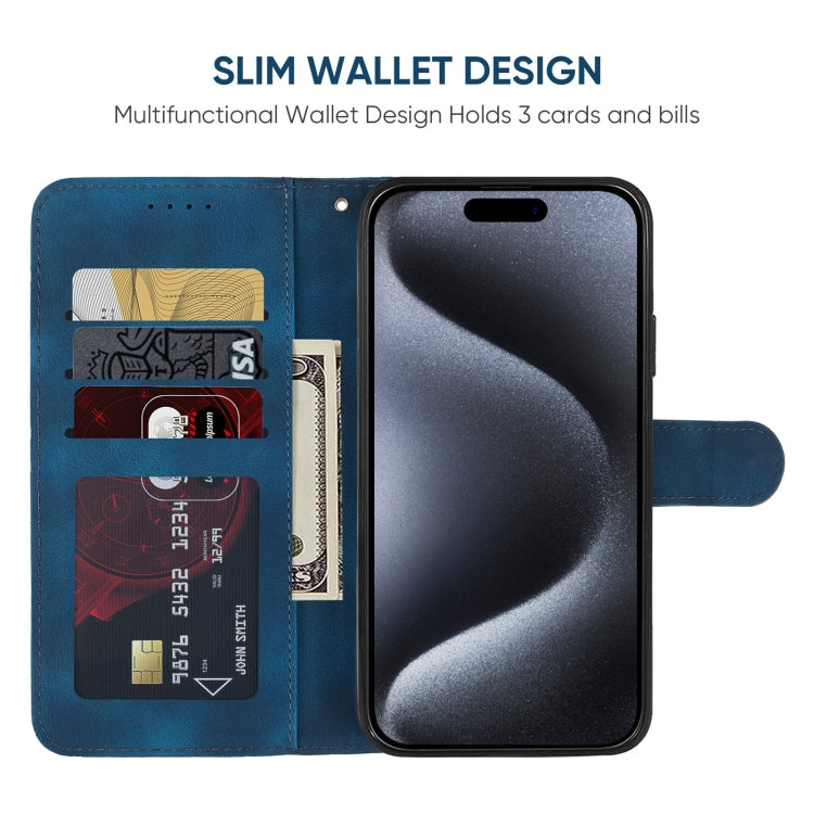 For iPhone 15 Pro Skin Feel Geometric Lines Leather Phone Case(Blue) - HoMEdemic™ 