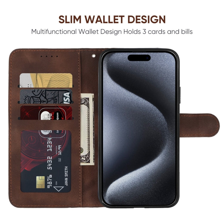For iPhone 15 Pro Skin Feel Geometric Lines Leather Phone Case(Brown) - HoMEdemic™ 