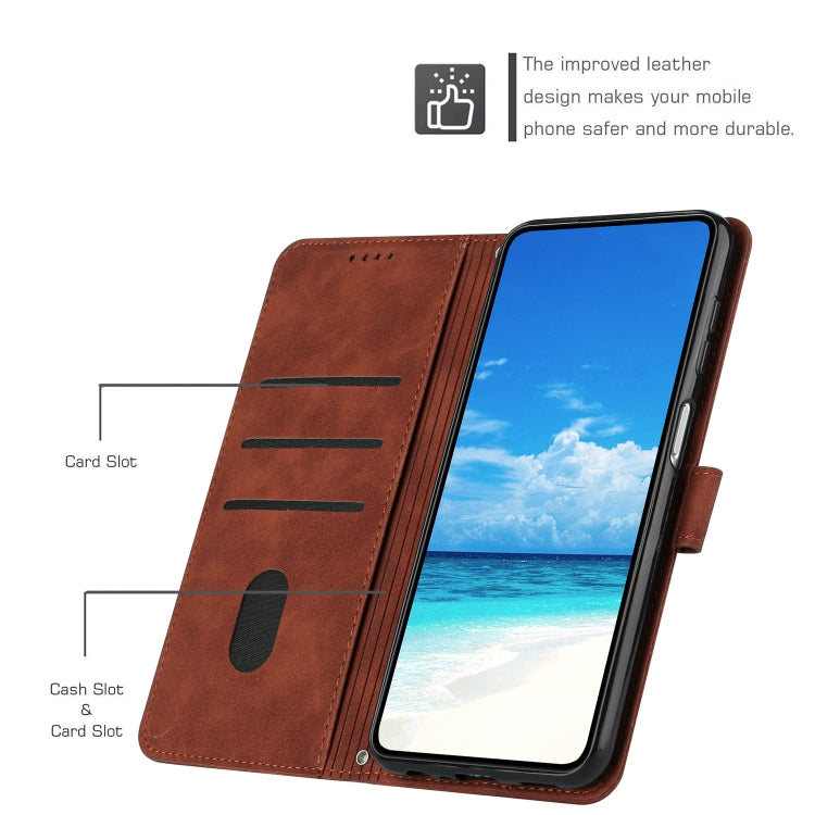 For iPhone 15 Pro Skin Feel Heart Pattern Leather Phone Case(Brown) - HoMEdemic™ 