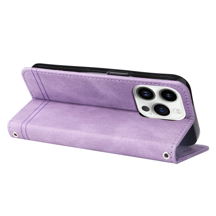 For iPhone 15 Pro Skin Feel Life Tree Leather Phone Case(Purple) - HoMEdemic™ 