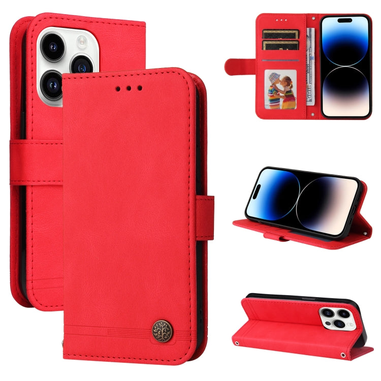 For iPhone 15 Pro Skin Feel Life Tree Leather Phone Case(Red) - HoMEdemic™ 