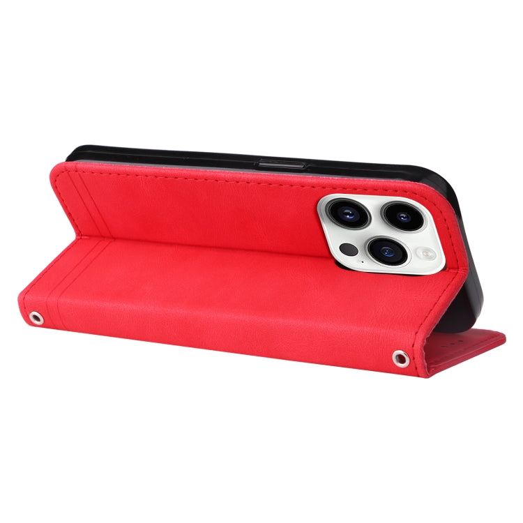 For iPhone 15 Pro Skin Feel Life Tree Leather Phone Case(Red) - HoMEdemic™ 