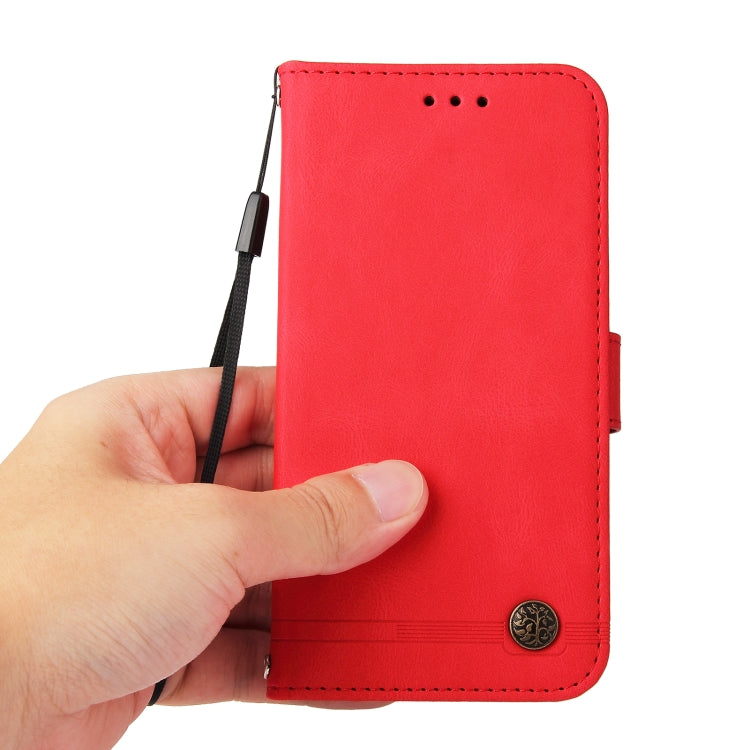 For iPhone 15 Pro Skin Feel Life Tree Leather Phone Case(Red) - HoMEdemic™ 