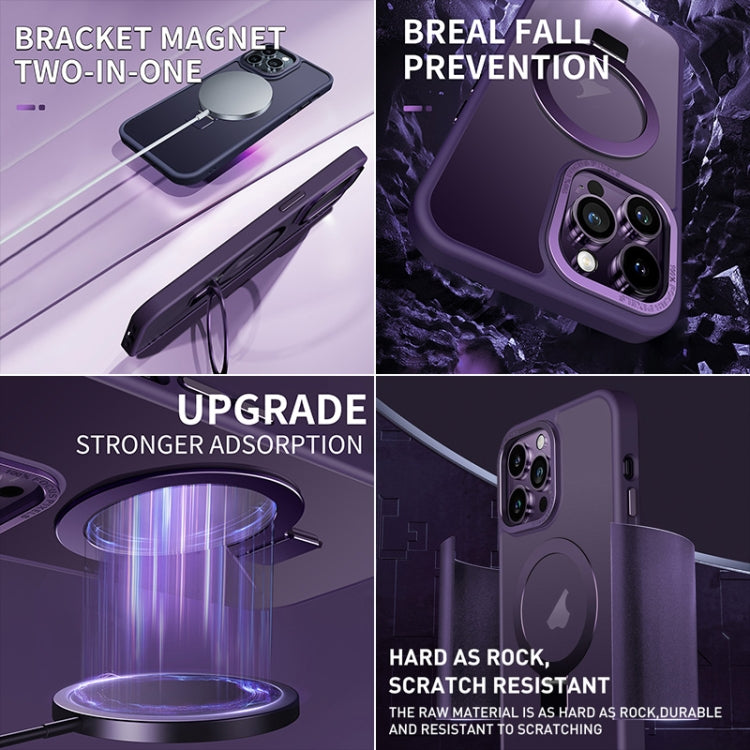 For iPhone 15 Pro Skin Feel MagSafe Magnetic Holder Phone Case(Purple) - HoMEdemic™ 