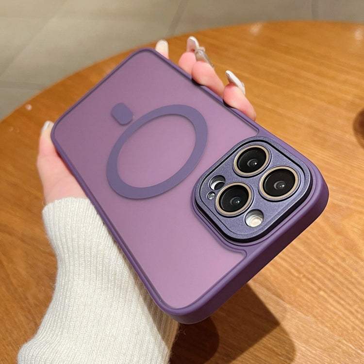 For iPhone 15 Pro Skin Feel MagSafe Phone Case with Lens Film(Purple) - HoMEdemic™ 