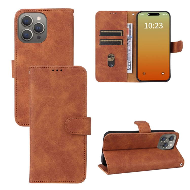 For iPhone 15 Pro Skin Feel Magnetic Flip Leather Phone Case(Brown) - HoMEdemic™ 