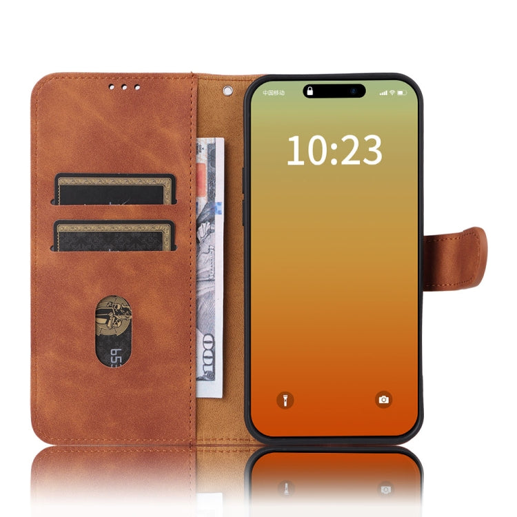For iPhone 15 Pro Skin Feel Magnetic Flip Leather Phone Case(Brown) - HoMEdemic™ 