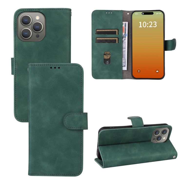 For iPhone 15 Pro Skin Feel Magnetic Flip Leather Phone Case(Green) - HoMEdemic™ 