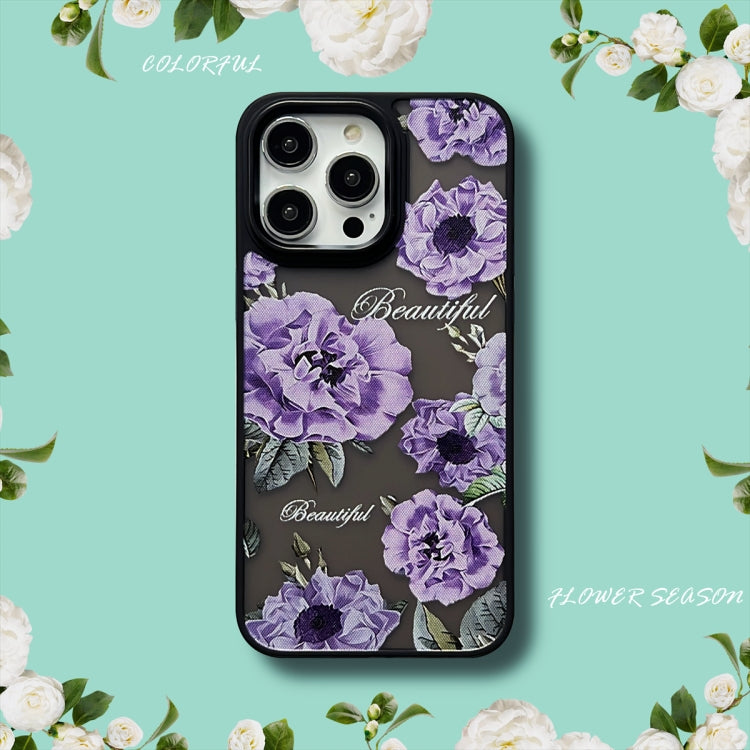 For iPhone 15 Pro Skin Feel Matte TPU+PC Shockproof Phone Case(Purple Flower) - HoMEdemic™ 