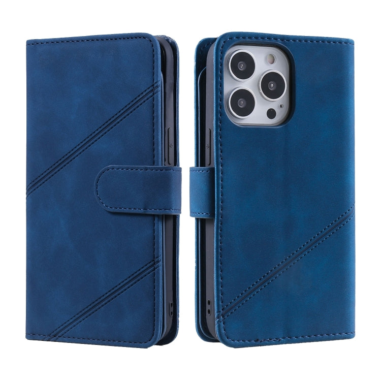 For iPhone 15 Pro Skin Feel Multi-card Wallet Leather Phone Case(Blue) - HoMEdemic™ 