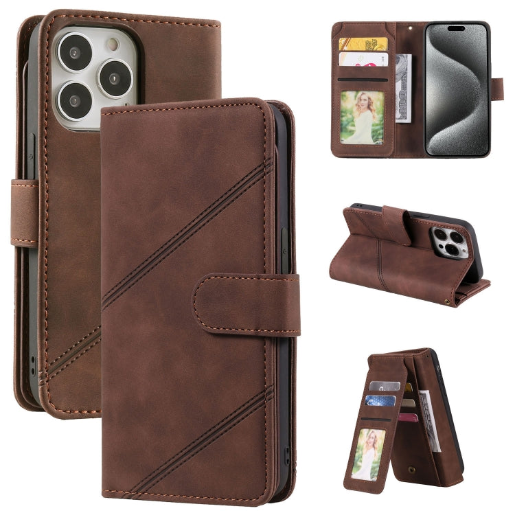 For iPhone 15 Pro Skin Feel Multi-card Wallet Leather Phone Case(Brown) - HoMEdemic™ 