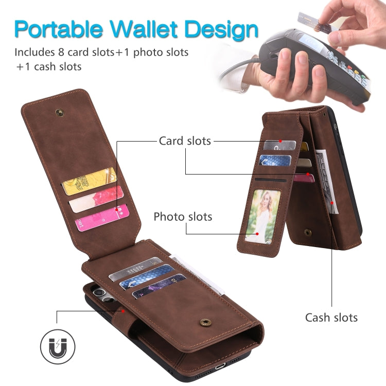 For iPhone 15 Pro Skin Feel Multi-card Wallet Leather Phone Case(Brown) - HoMEdemic™ 