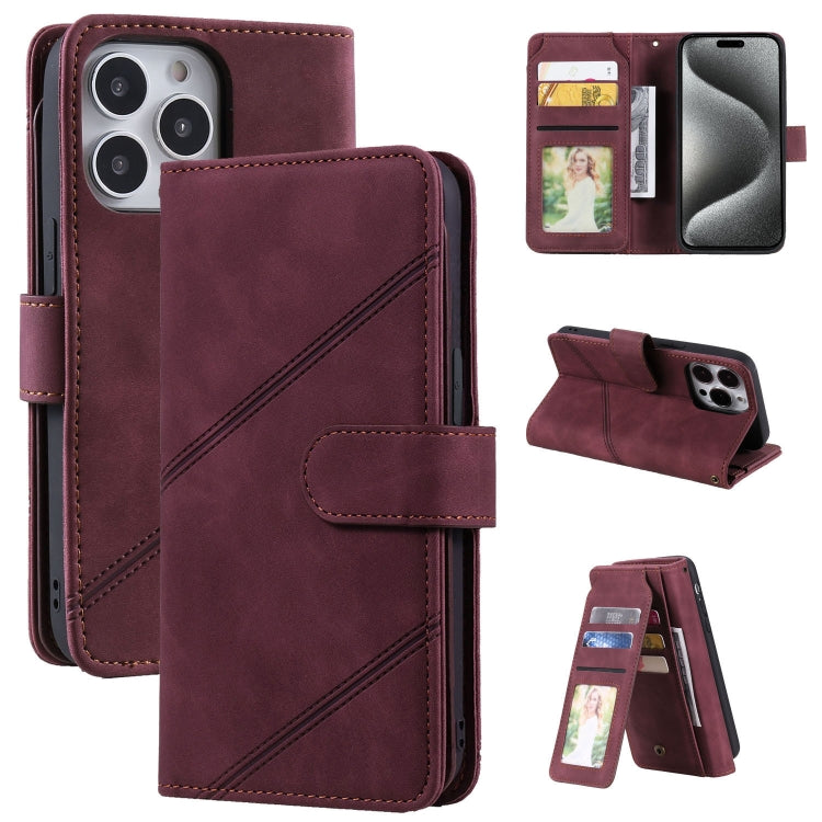 For iPhone 15 Pro Skin Feel Multi-card Wallet Leather Phone Case(Red) - HoMEdemic™ 