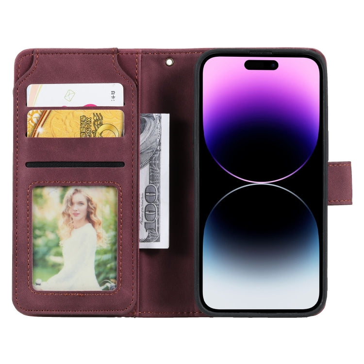 For iPhone 15 Pro Skin Feel Multi-card Wallet Leather Phone Case(Red) - HoMEdemic™ 