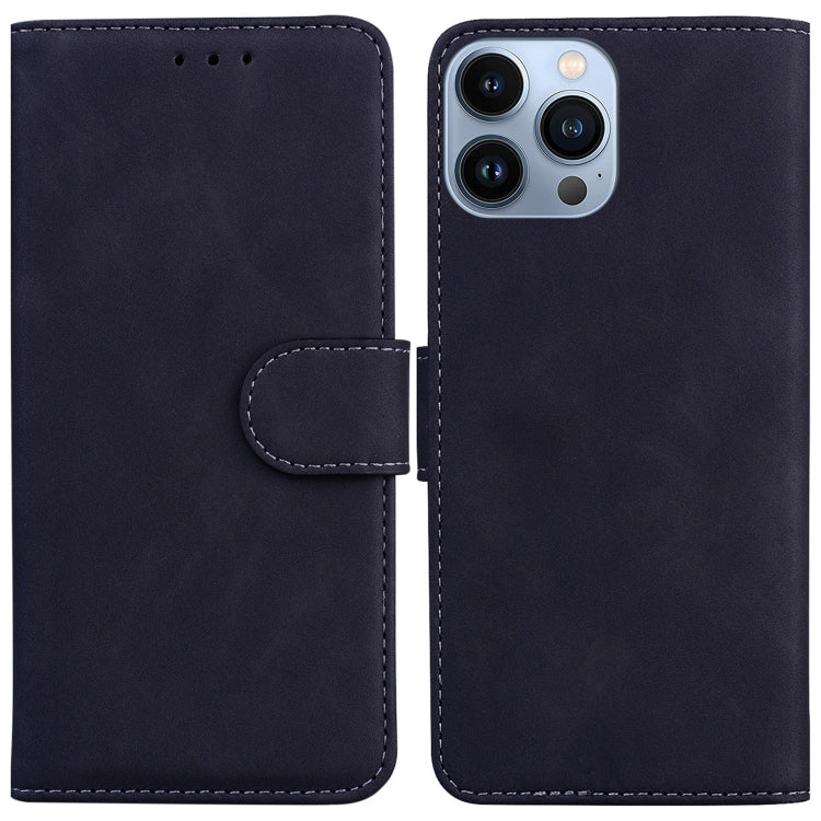 For iPhone 15 Pro Skin Feel Pure Color Flip Leather Phone Case(Black) - HoMEdemic™ 
