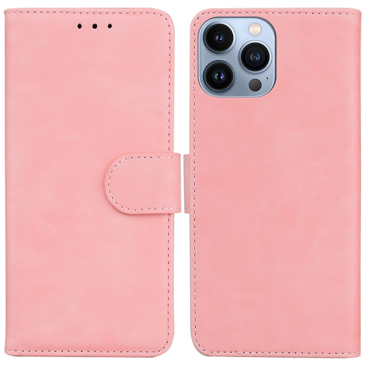 For iPhone 15 Pro Skin Feel Pure Color Flip Leather Phone Case(Pink) - HoMEdemic™ 