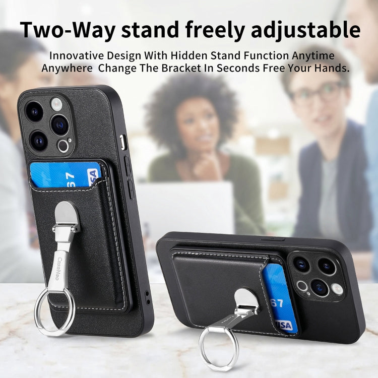 For iPhone 15 Pro Skin Feel Ring Holder Wallet Magnetic Phone Case(Black) - HoMEdemic™ 