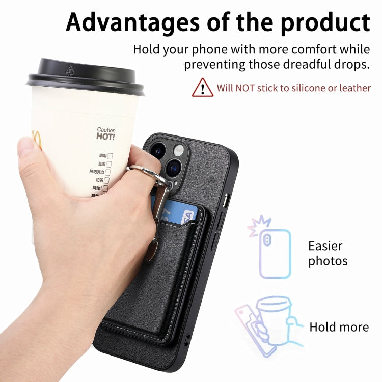 For iPhone 15 Pro Skin Feel Ring Holder Wallet Magnetic Phone Case(Black) - HoMEdemic™ 