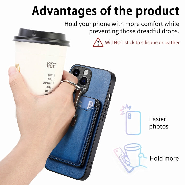 For iPhone 15 Pro Skin Feel Ring Holder Wallet Magnetic Phone Case(Blue) - HoMEdemic™ 