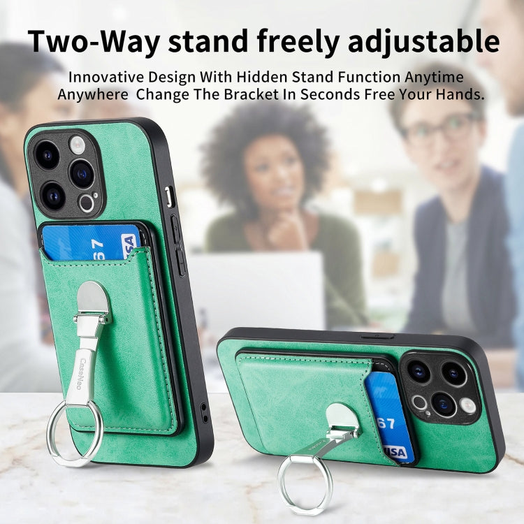 For iPhone 15 Pro Skin Feel Ring Holder Wallet Magnetic Phone Case(Green) - HoMEdemic™ 