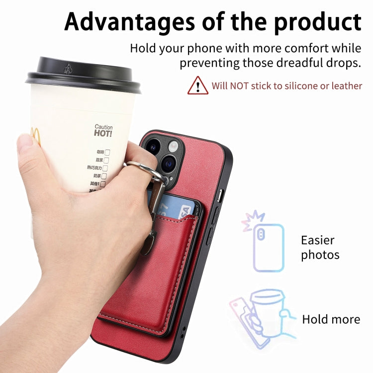 For iPhone 15 Pro Skin Feel Ring Holder Wallet Magnetic Phone Case(Red) - HoMEdemic™ 