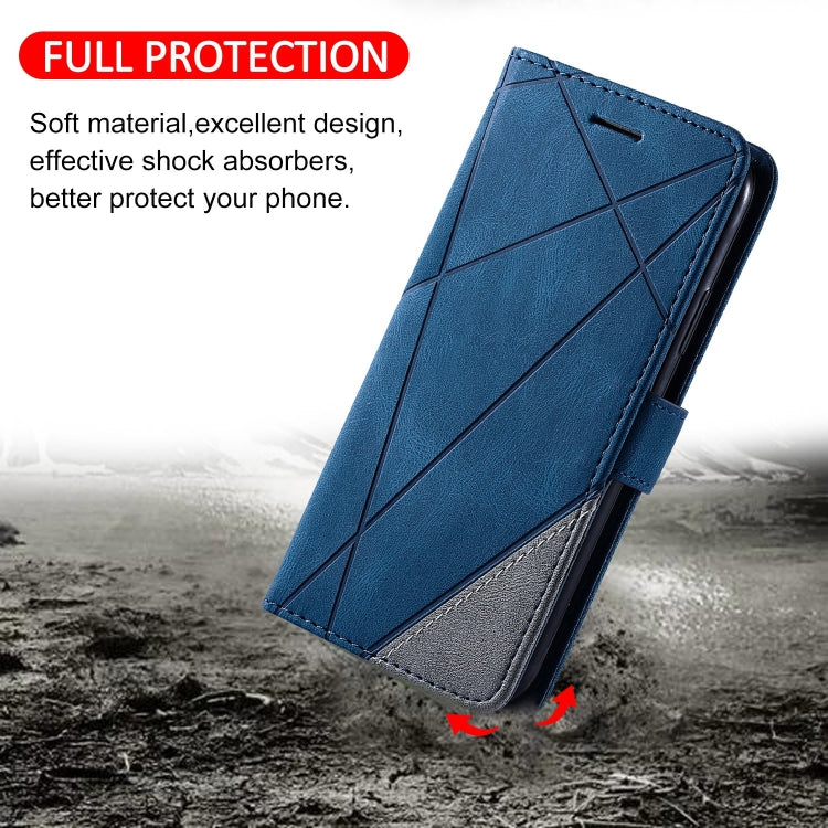 For iPhone 15 Pro Skin Feel Splicing Leather Phone Case(Blue) - HoMEdemic™ 
