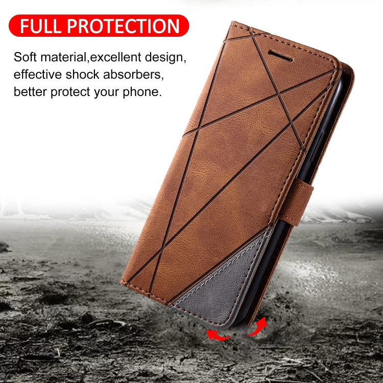 For iPhone 15 Pro Skin Feel Splicing Leather Phone Case(Brown) - HoMEdemic™ 